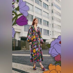 NWT Farm Rio Bucolic Garden Cut-out Maxi Dress in Cotton XS